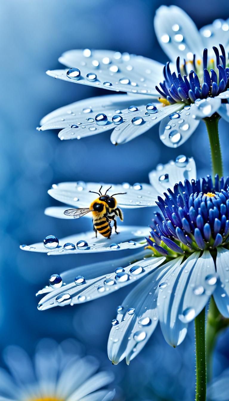 Mesmerising Macro Photo of Daisy with Bee