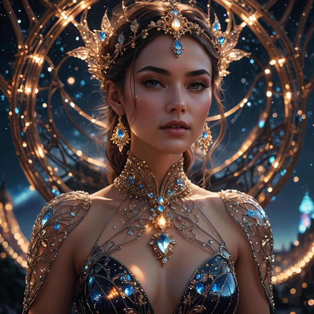 Woman in Glass Dress Portrait, Fantasy Art