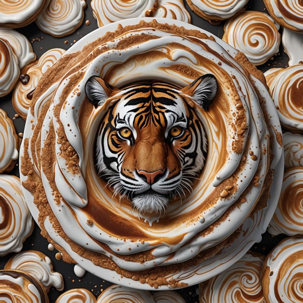 Cappuccino with Tiger Foam Art, Digital Painting
