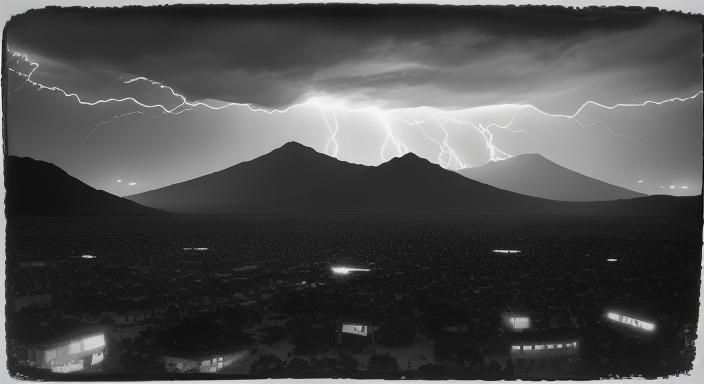 Mexican Food Photogram with Lightning Sky