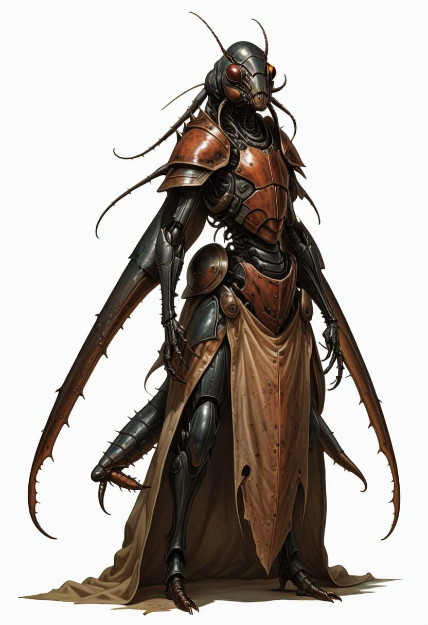 Detailed Illustration of a Female Cockroach Humanoid