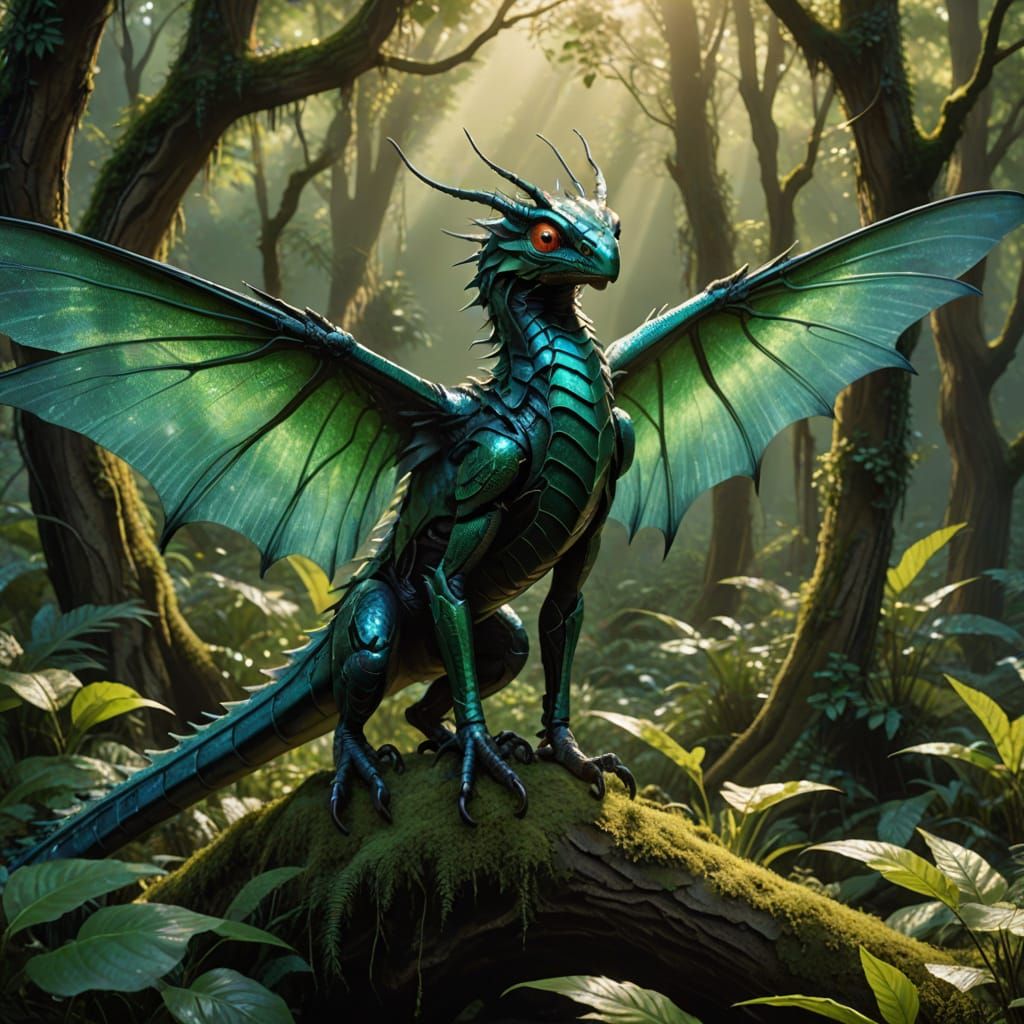 Mystical Fairy Wyvern in Fantasy Forest