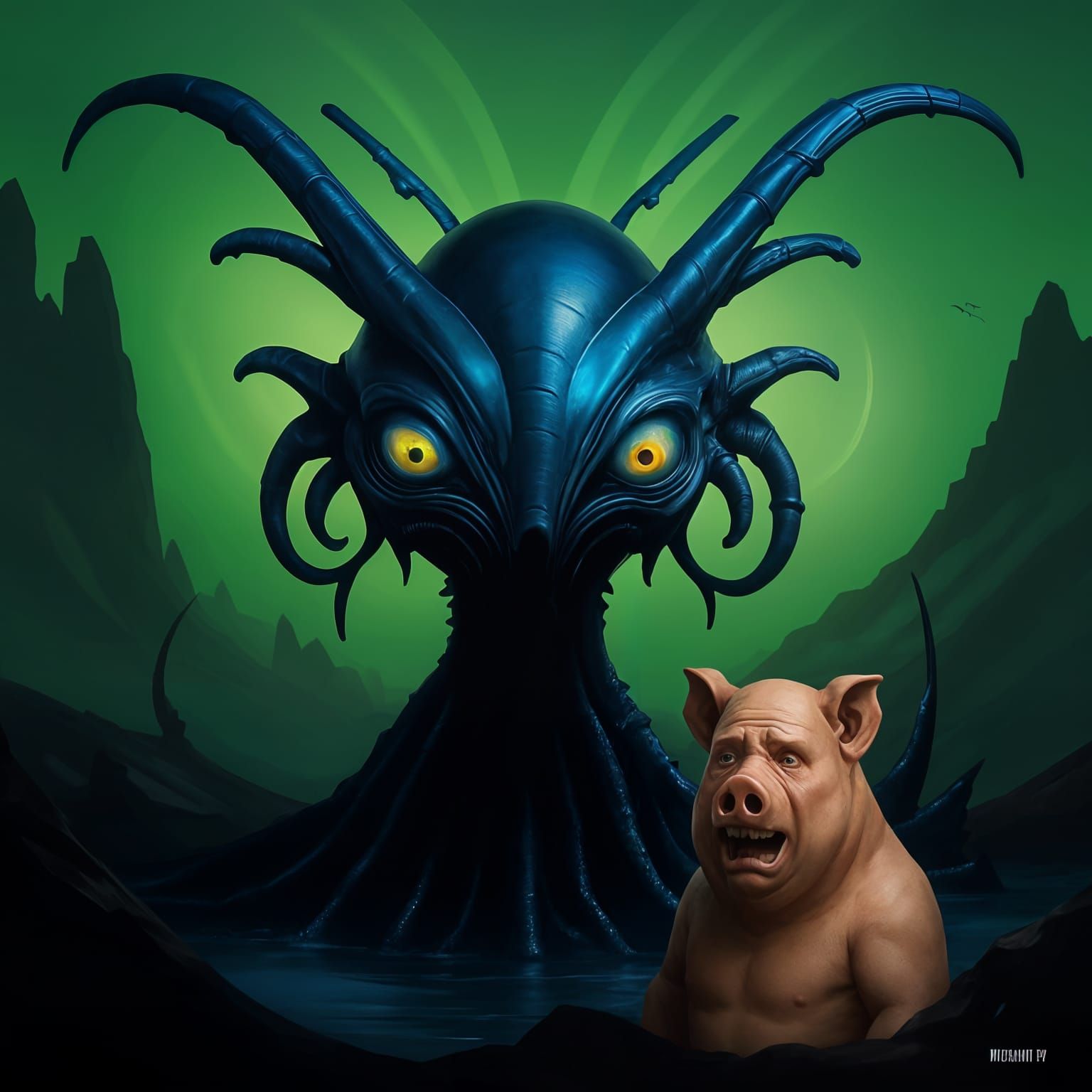 Weird Xeno Creature with Antennae and Base Structure