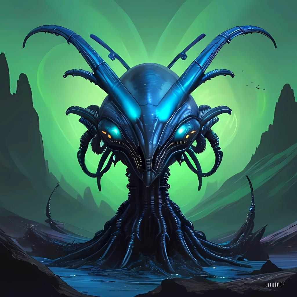 Alien Xenomorph With Strange Antennae