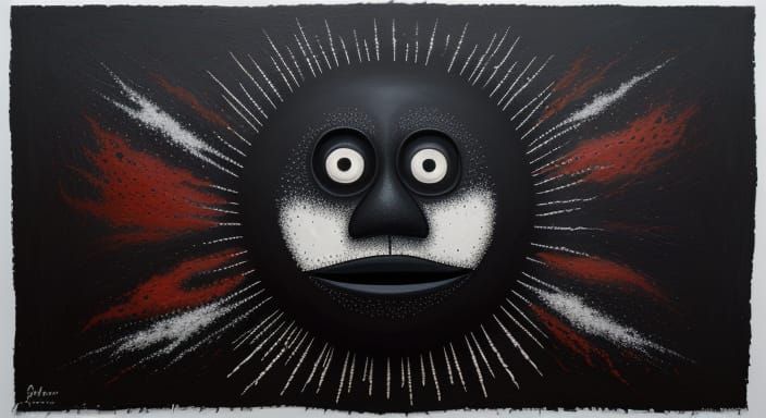 Surrealist Aboriginal Art: Whimsical Faces and Textured Blac...