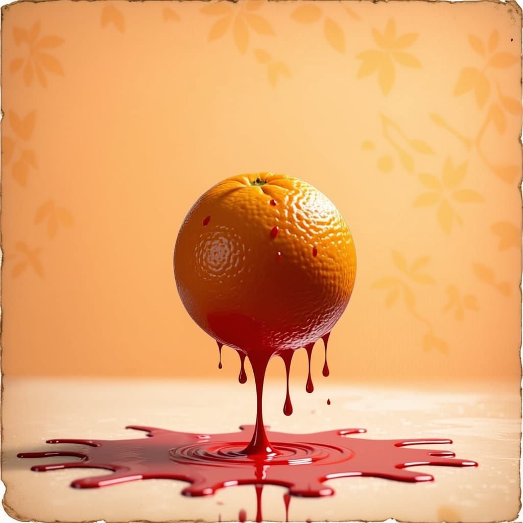 Clockwork Orange Reimagined: Dripping Blood-Red Orange, Mood...
