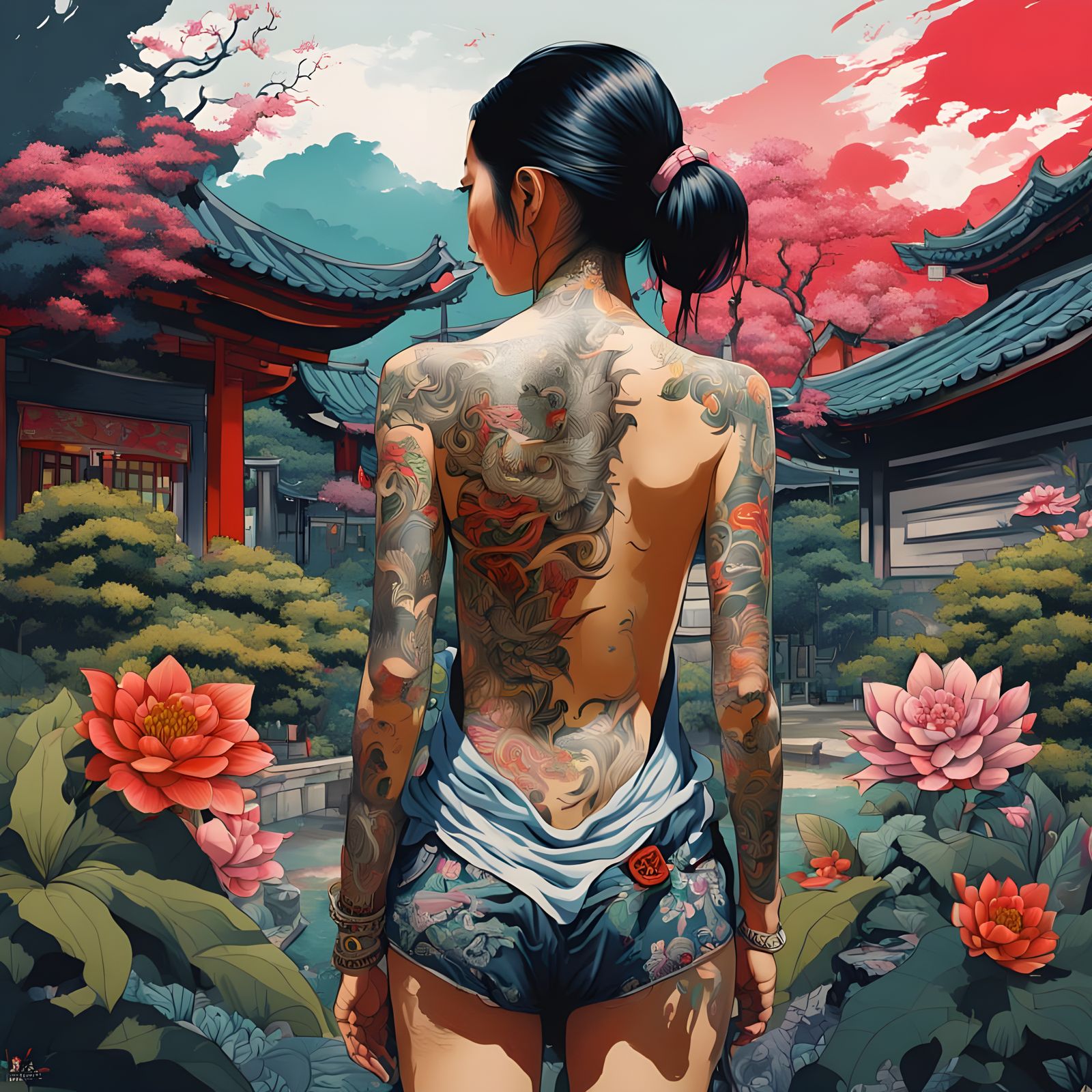 A backless yakuza woman