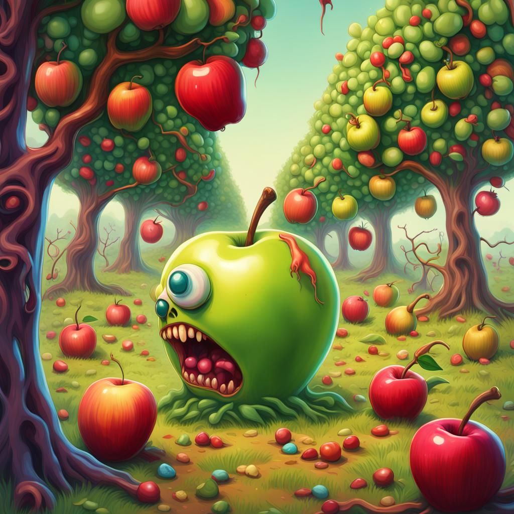 Zombie Fruit Feast in Candyland Art Style
