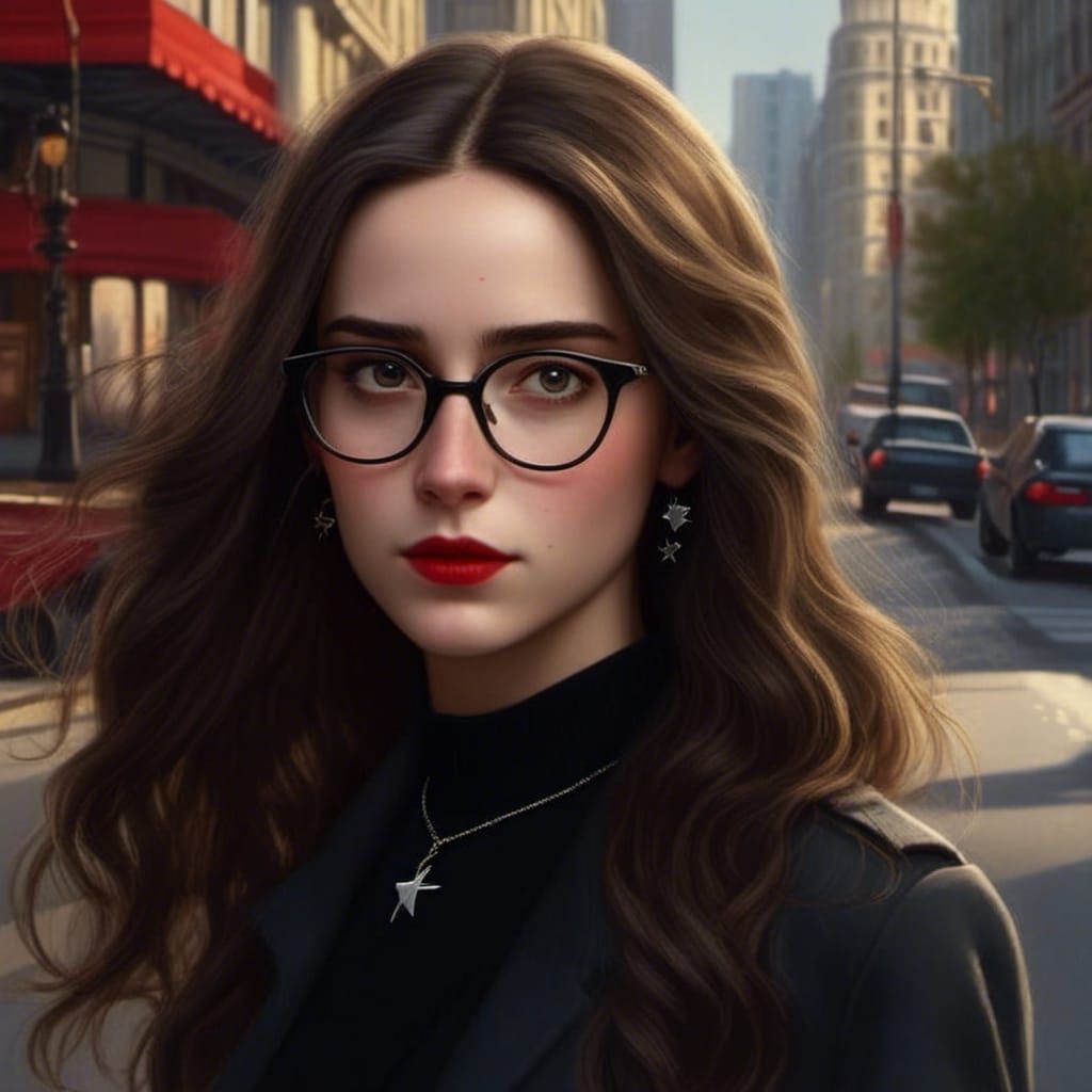 Hyperrealistic Portrait of Woman in City, Cinematic Style