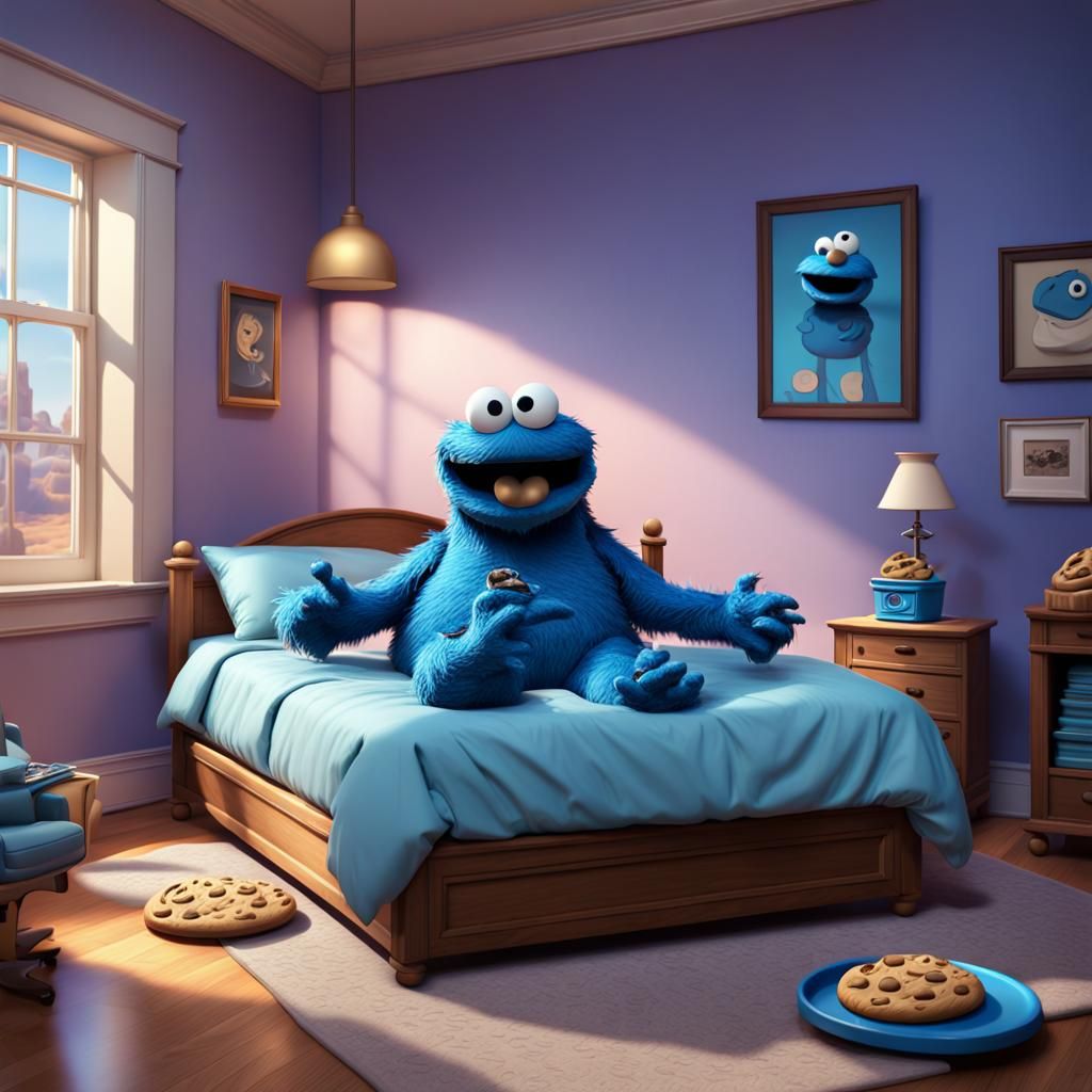 Cookie Monster Bed in Pixar Style