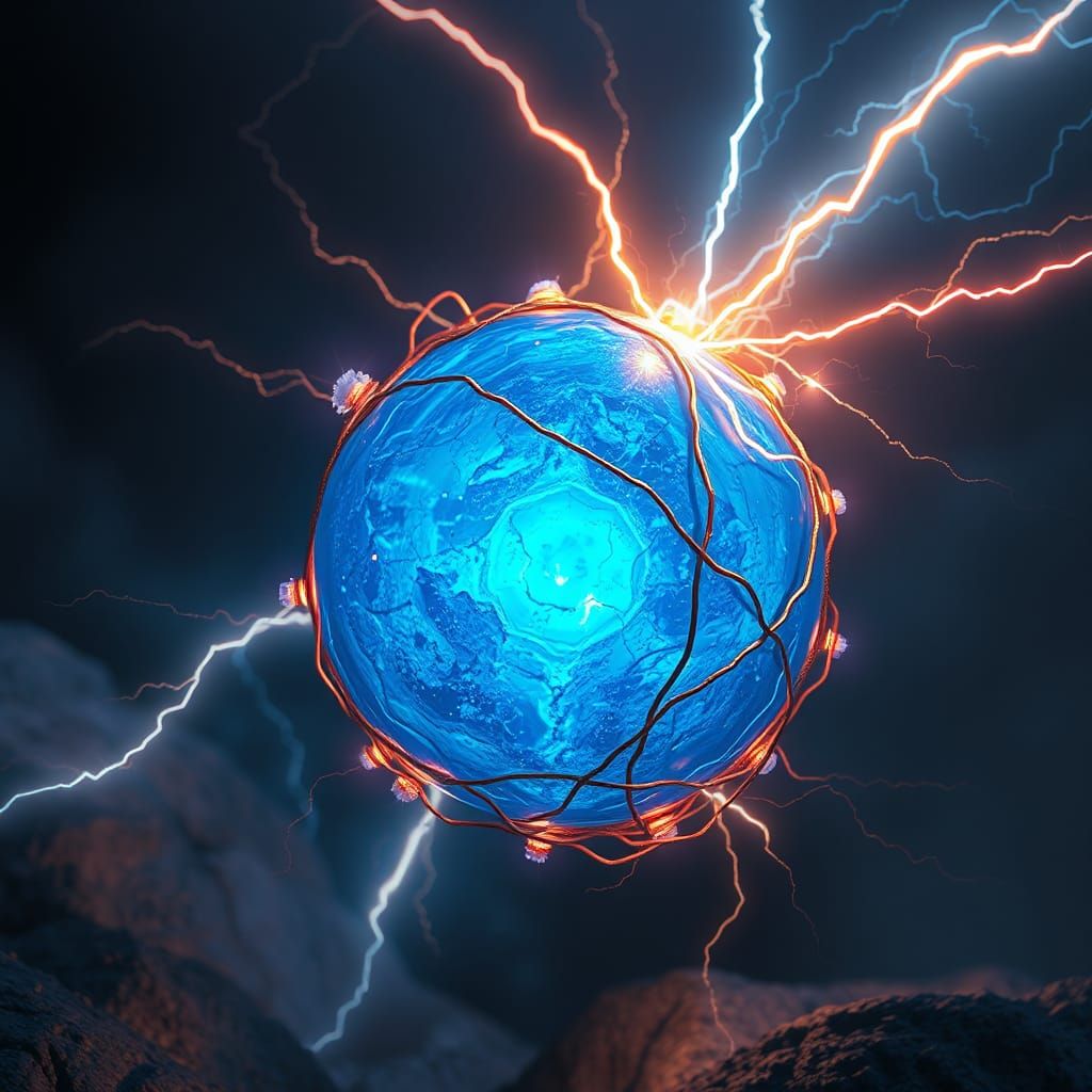Electric Crystal Orb in Detailed Matte Painting Style