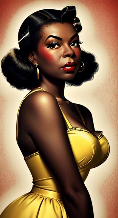 Nina Simone / Gil Elvgren style
