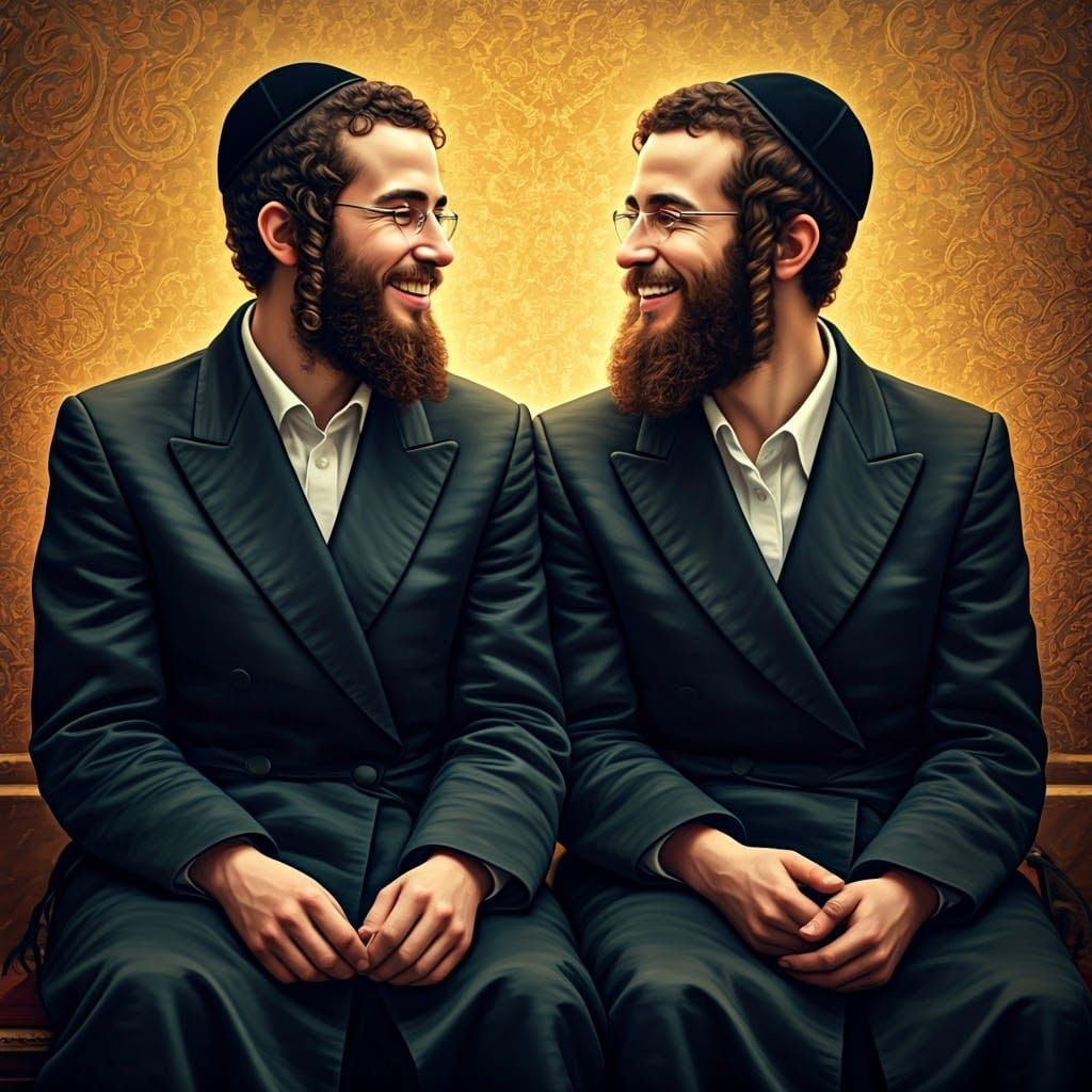 Joyful Hasidic Men in Traditional Baroque Style
