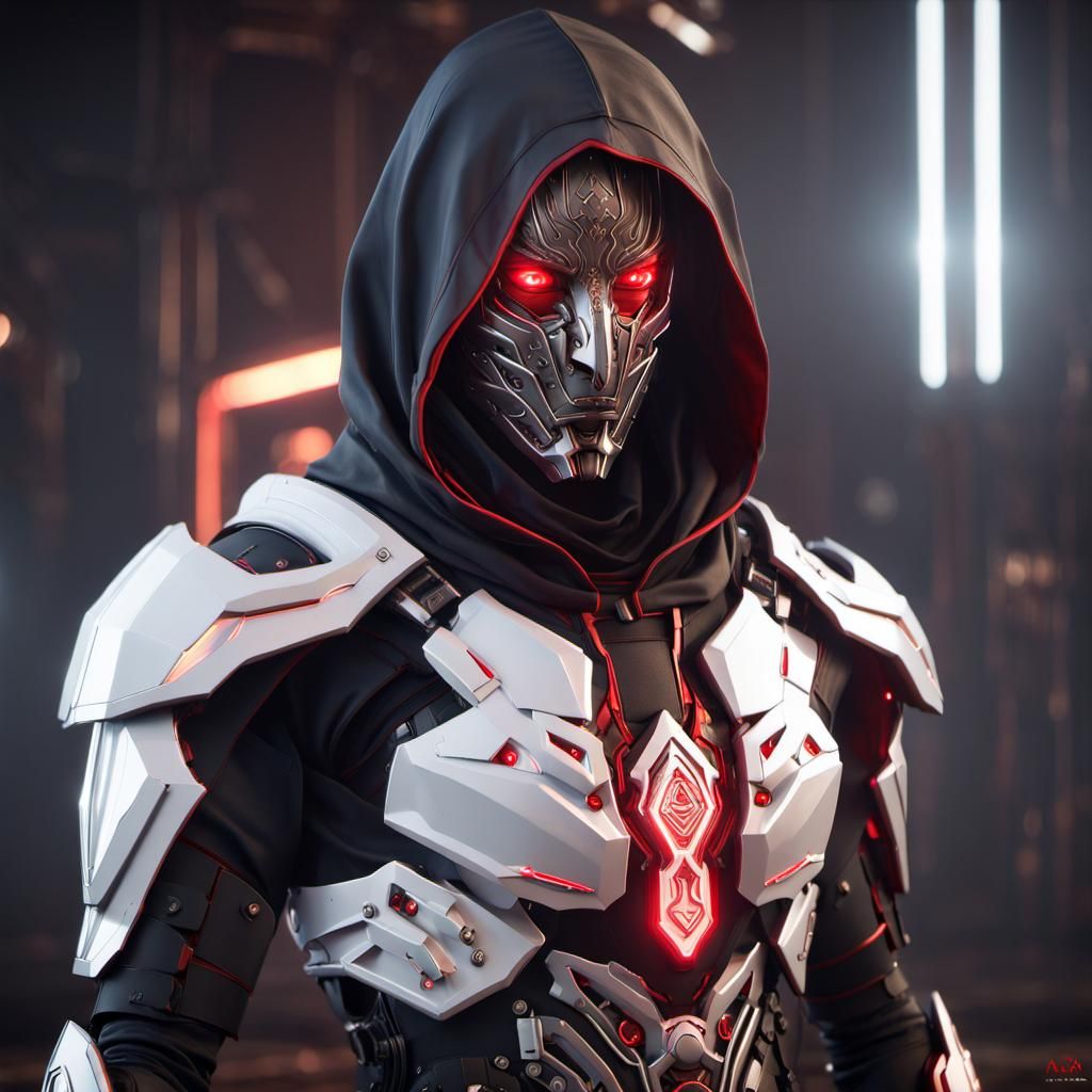 Futuristic South Asian Man with Glowing Eyes