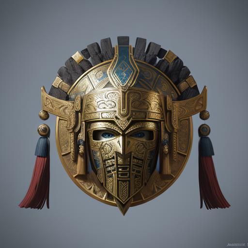 Ancient Greek Hoplite Helmet: Detailed Matte Painting