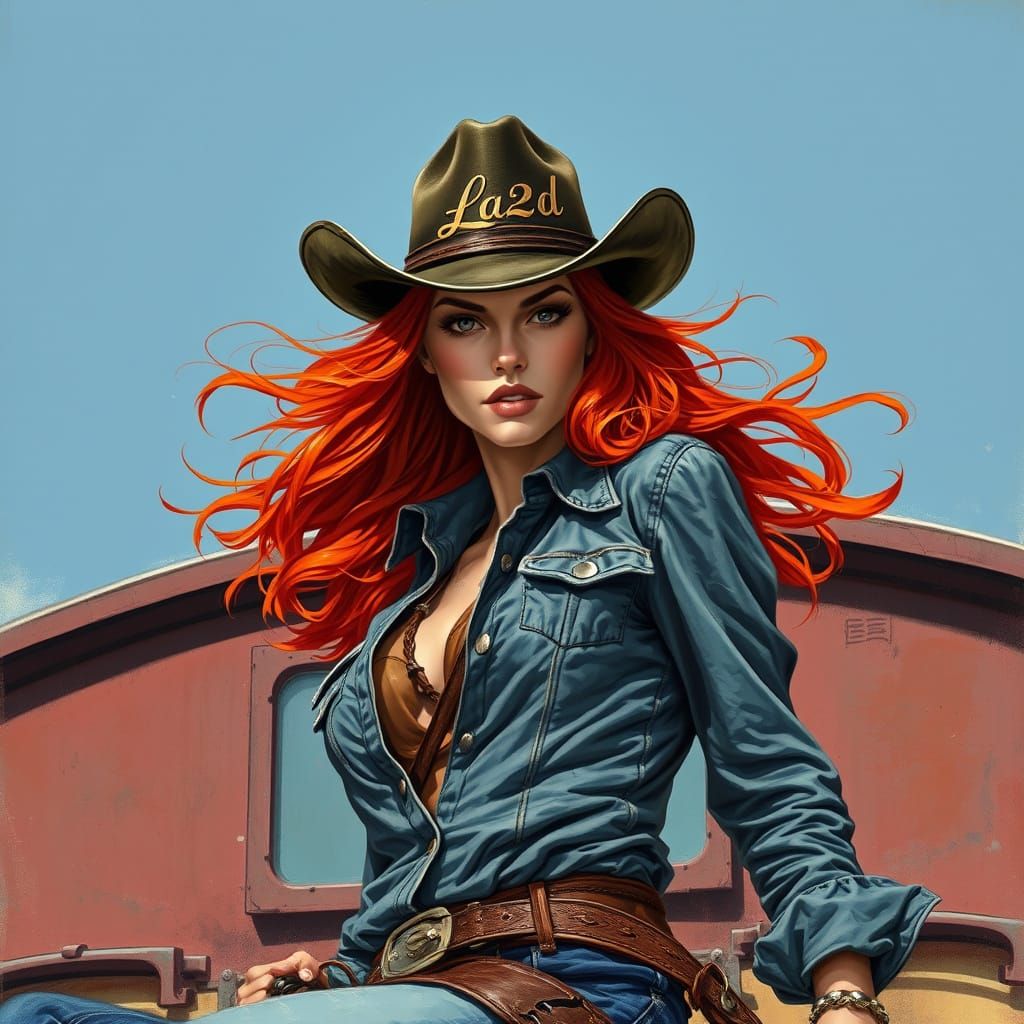 Wild West Siren on a Vintage Train Roof