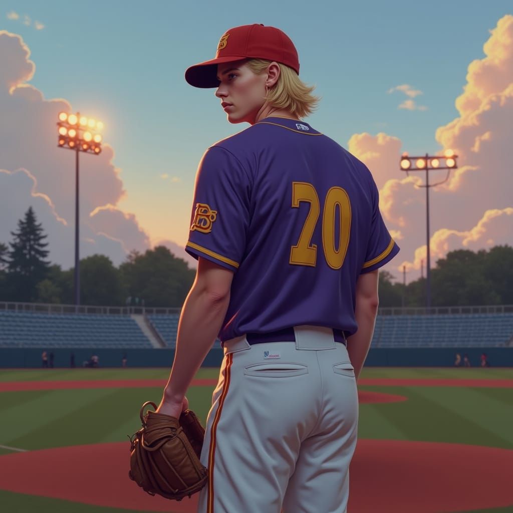 Baseball Player Portrait with Atmospheric Lighting