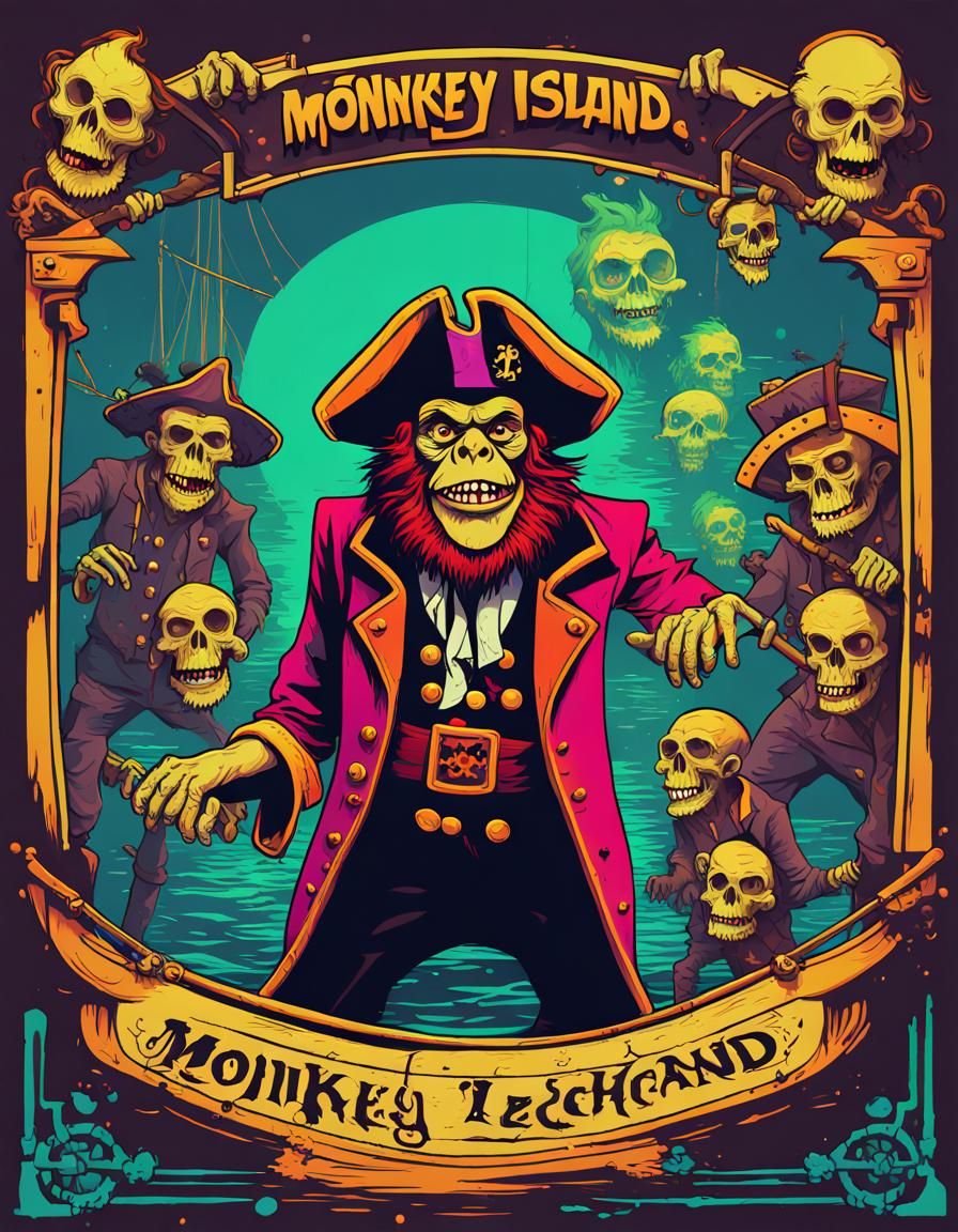 Monkey Island Pirate Zombie LeChuck Pop Art Poster