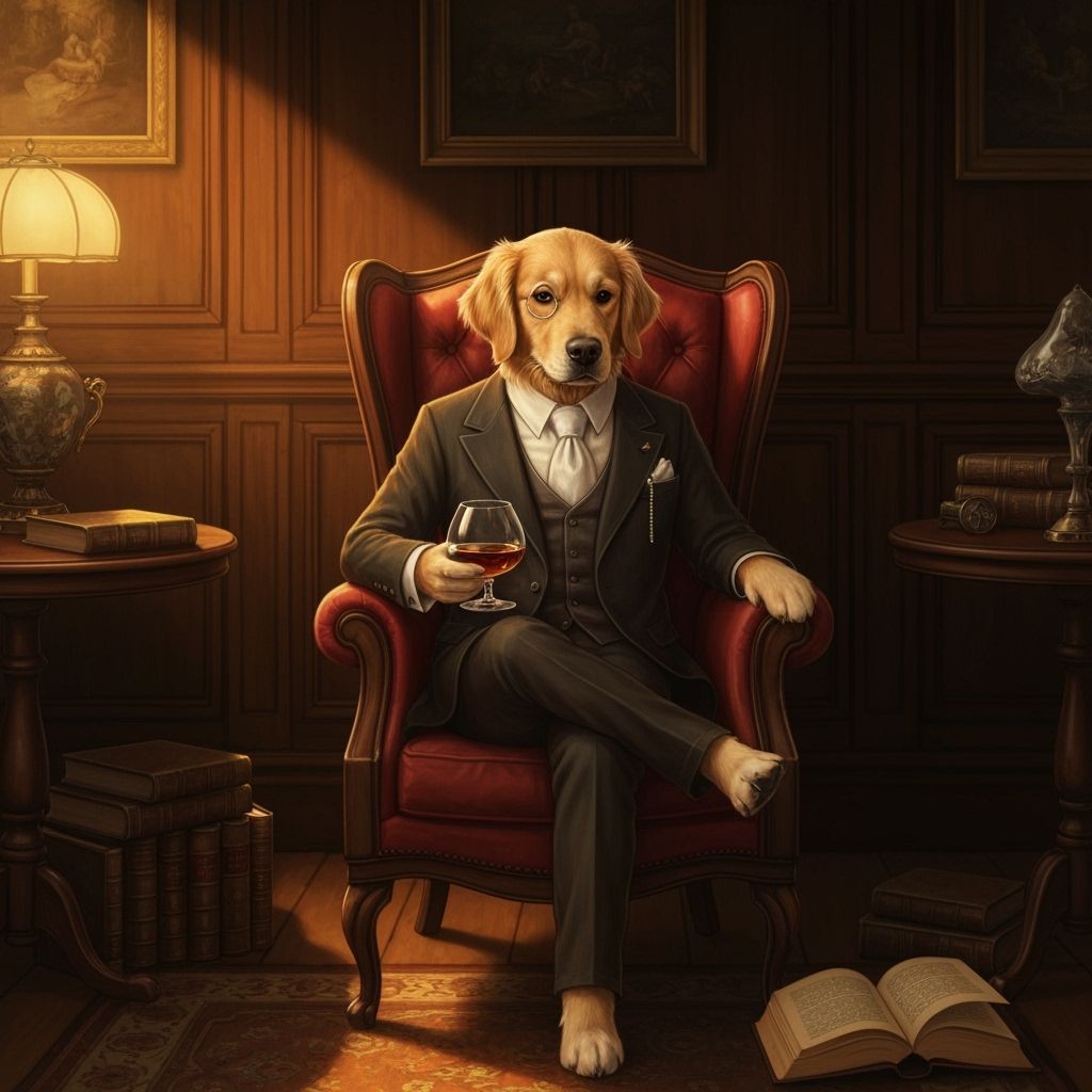 Golden Retriever Gentleman in Film Noir Style