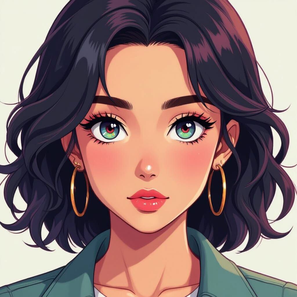 Vibrant Manga Portrait of Mariam with Expressive Eyes