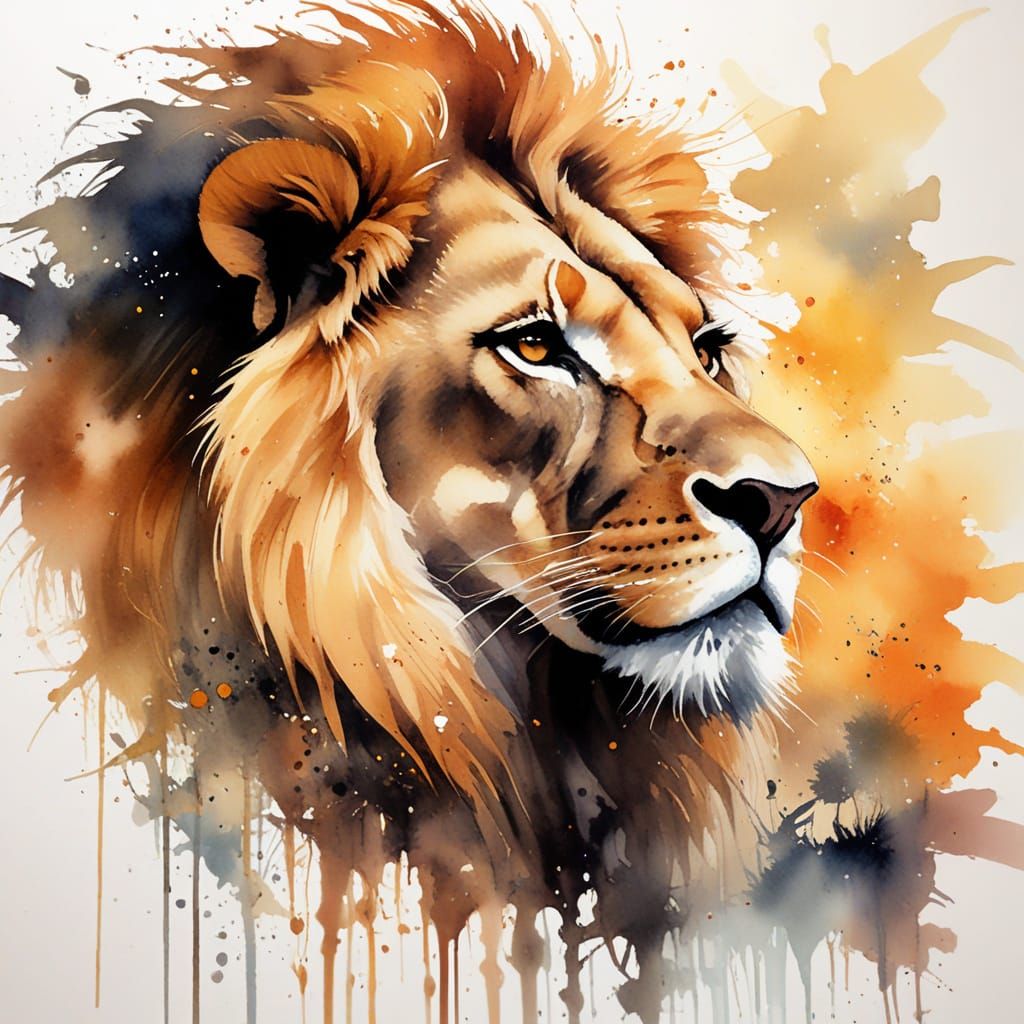 Majestic Lion Couple Silhouetted Against Golden Sunset