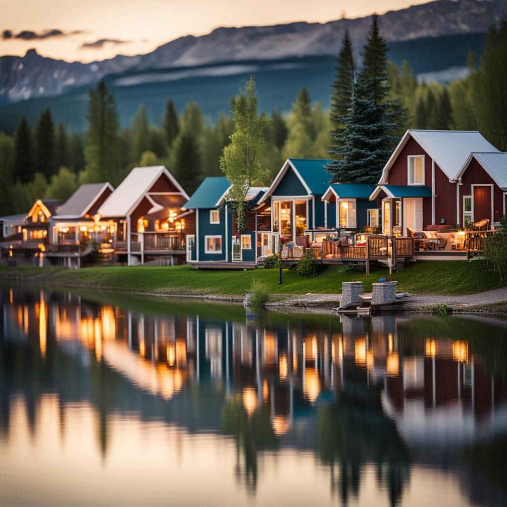 Picturesque Waterside Village in Alberta, Canada