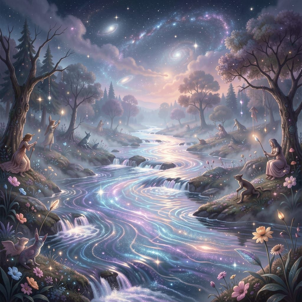Celestial River of Starlight in Surrealist Style