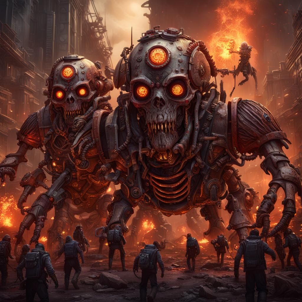 Steampunk Lovecraftian Magma Cyborg Zombie Swarm