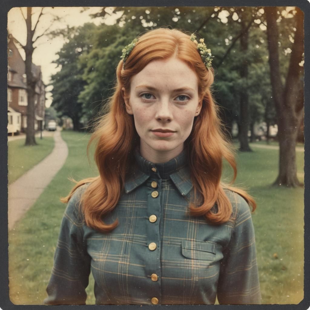 Vintage Polaroid of Scottish Girl, 1960s Style