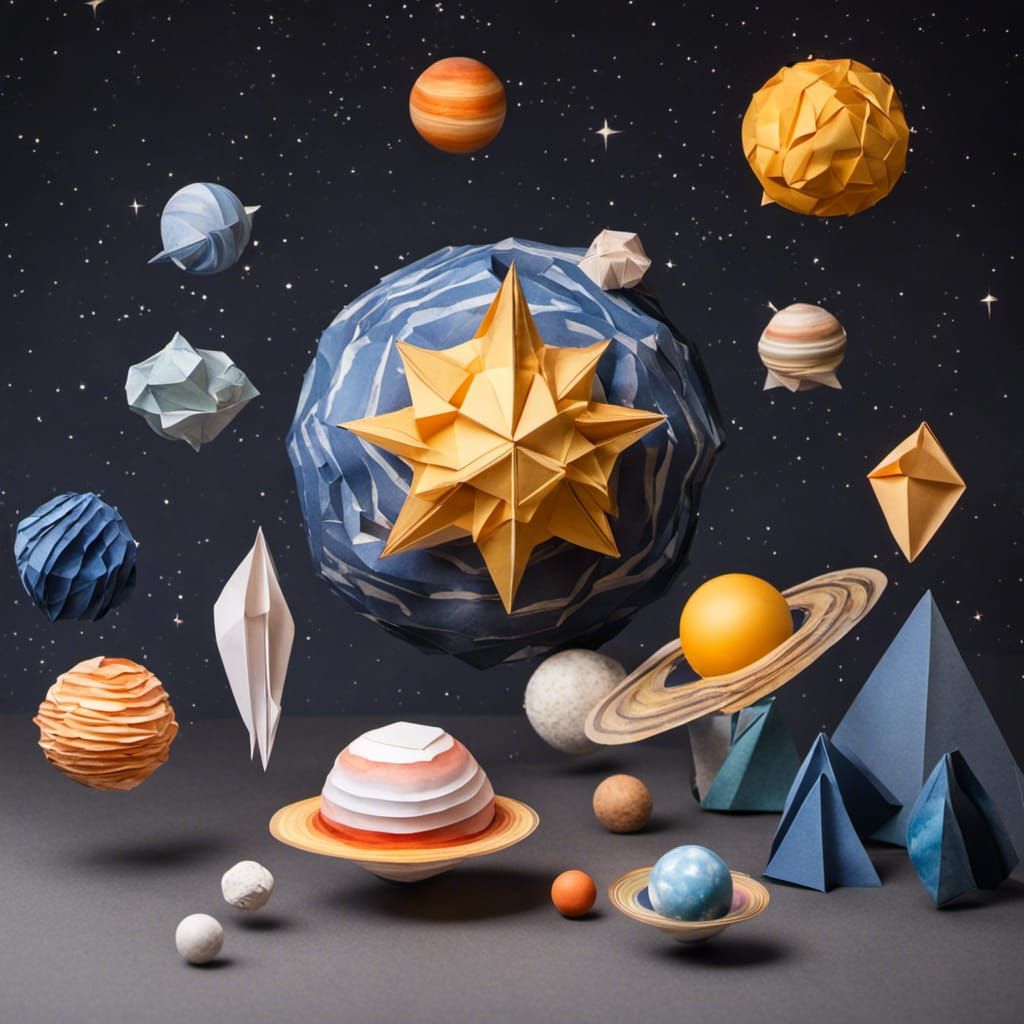 Origami Solar System in Papercraft Style