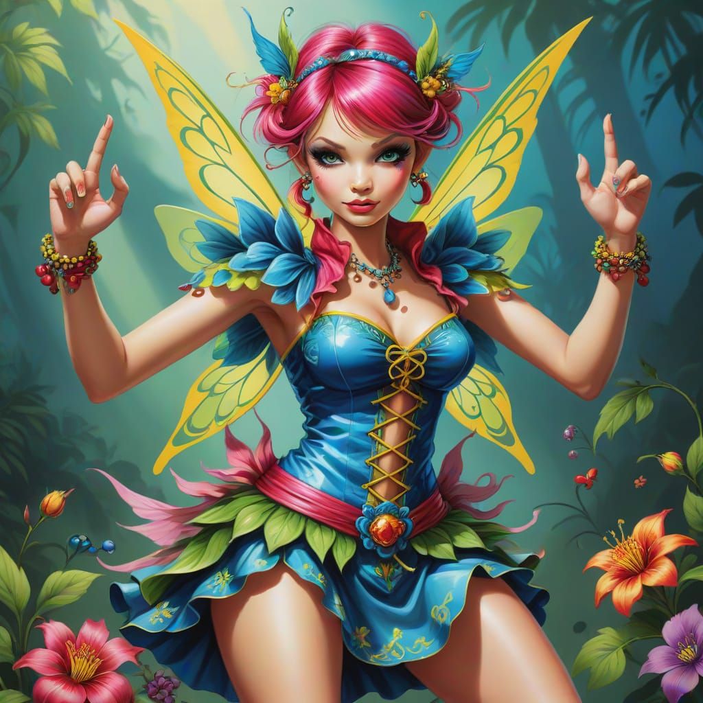 Vibrant Fairy in Ed Hardy Style