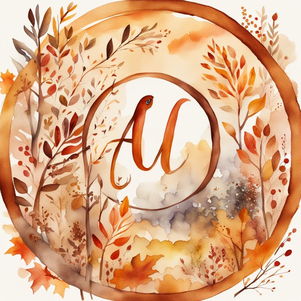 Autumn Word Art in Watercolor Style