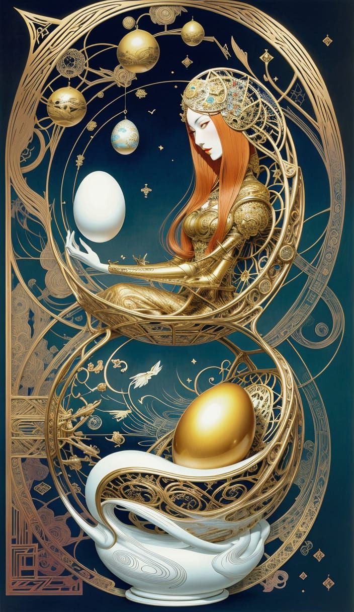 Surreal Giant Egg Dreamscape in Vivid Colors