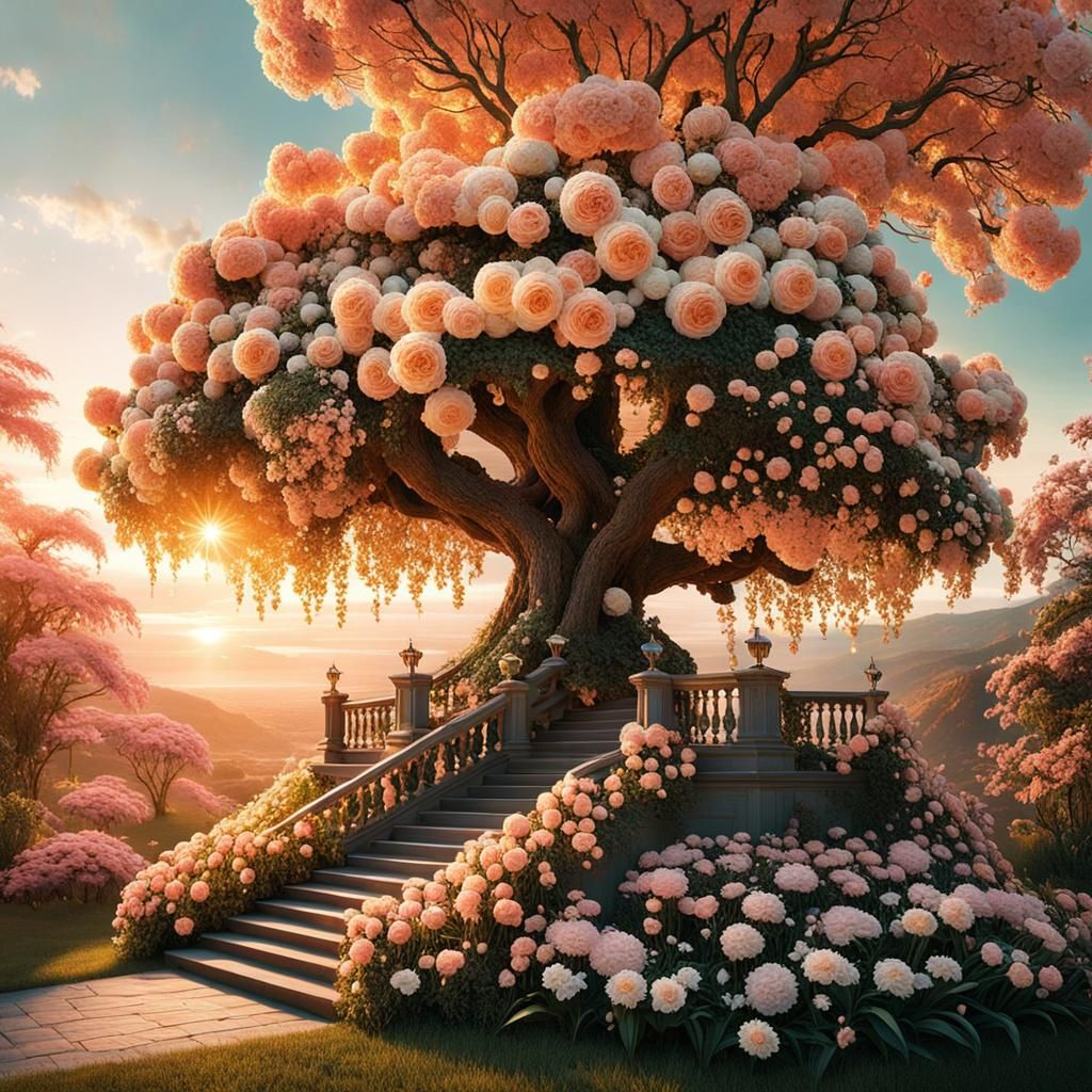 Peach and White Flowers: A Breathtaking Digital Painting