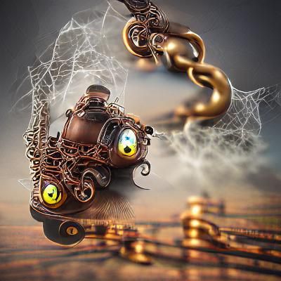 Steampunk Ghost Rattling Chains: 3D Digital Art