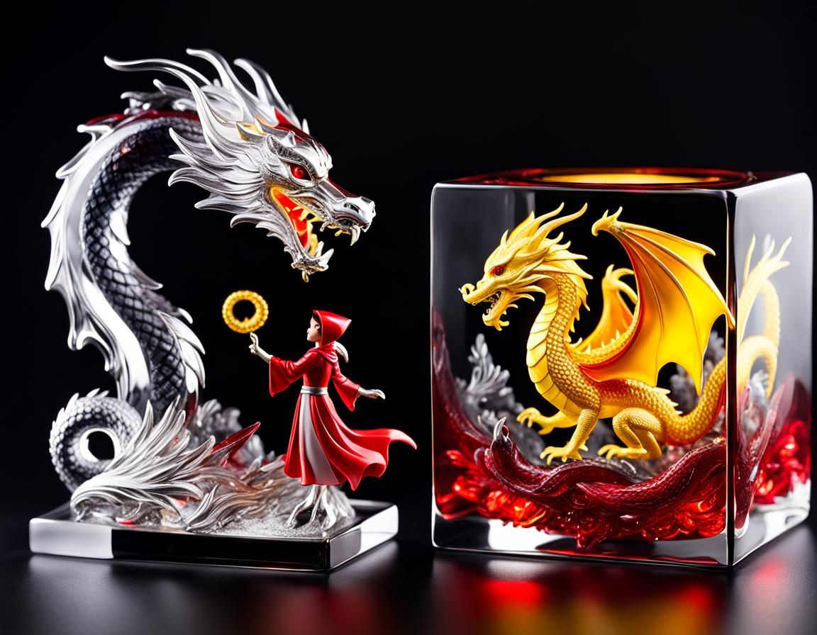 Glass Red Riding Hood and Chinese Dragon