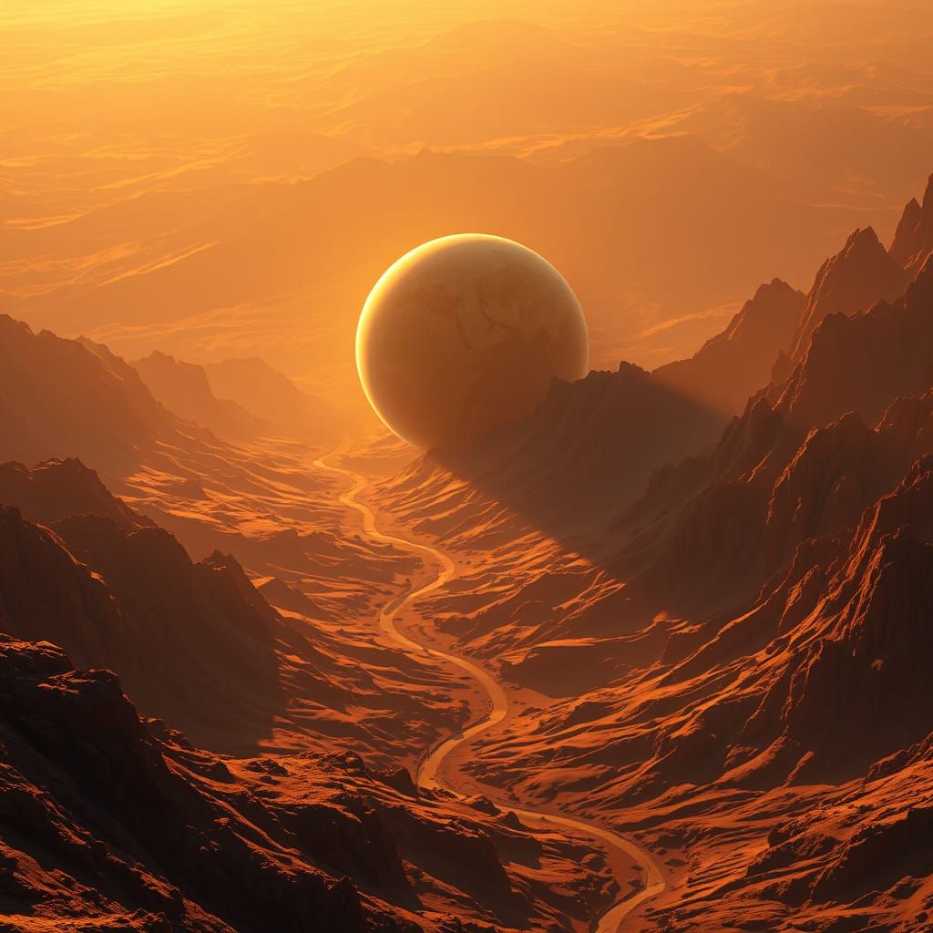 Cosmic Horizon: A Majestic Binary Sunset Planet