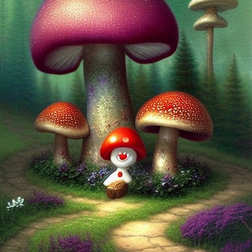 Ethereal Mushroom Man in Misty Forest