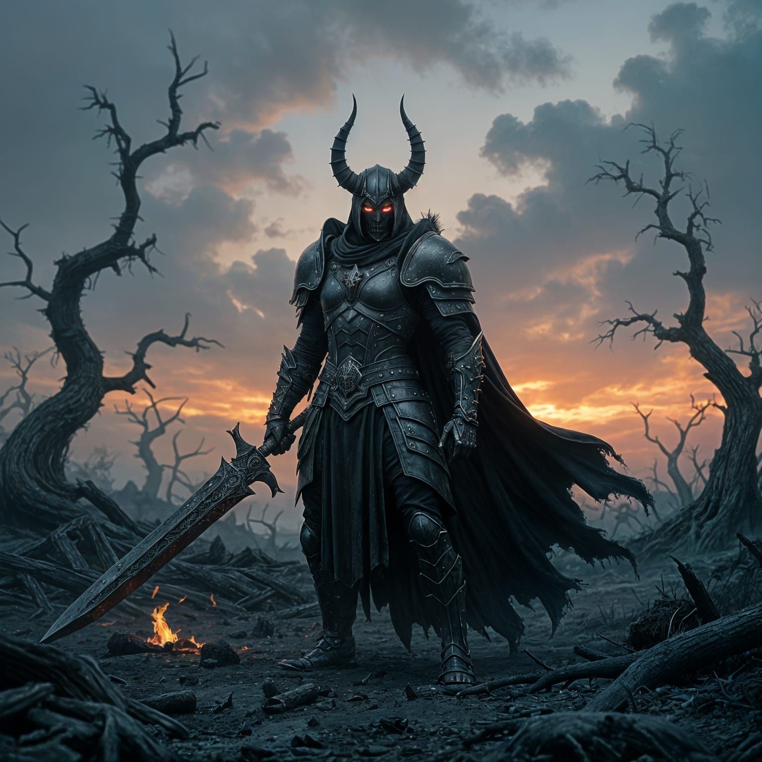 Demon Warrior on Ash Battlefield