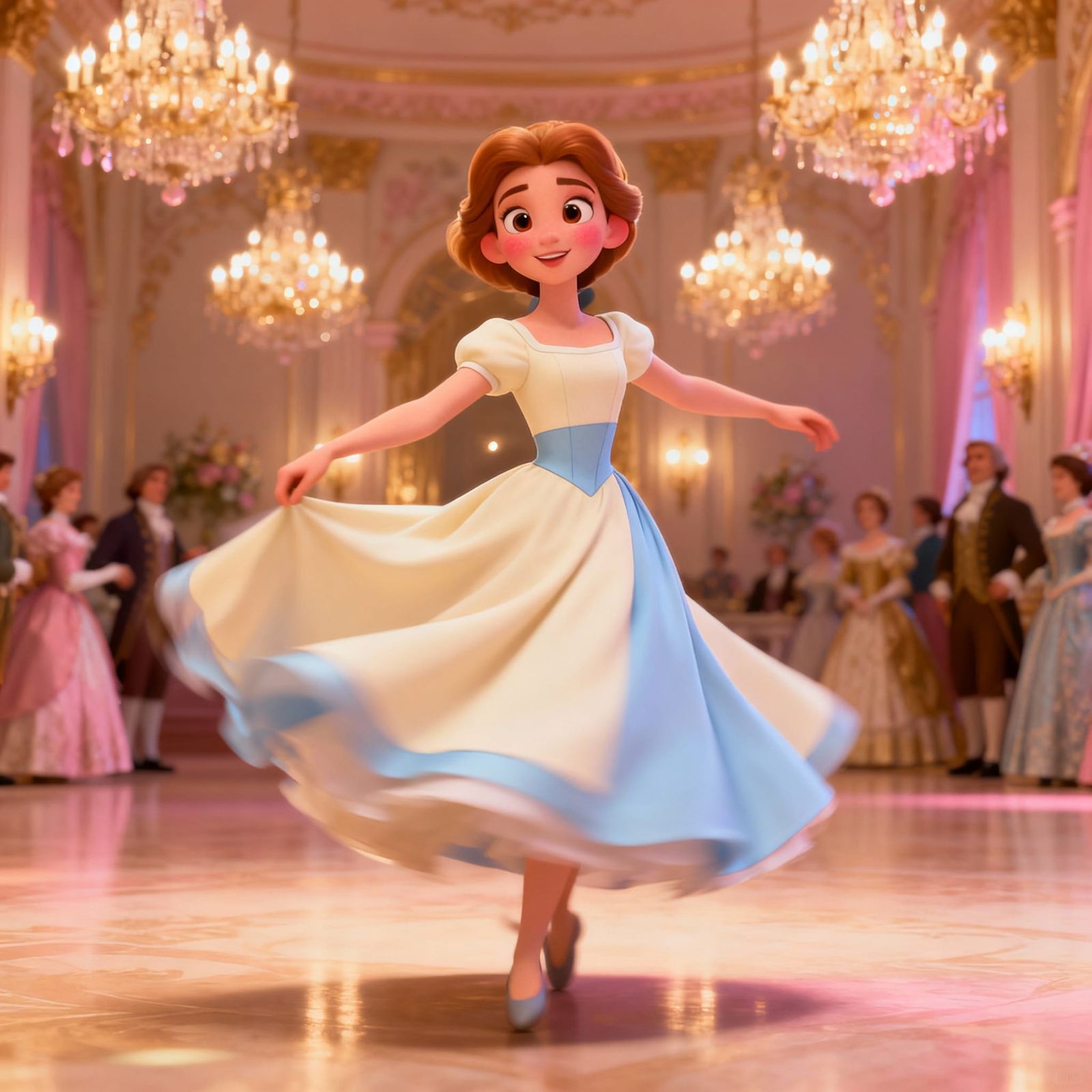 Young Russian Noblewoman Dancing in Disney Animation Style