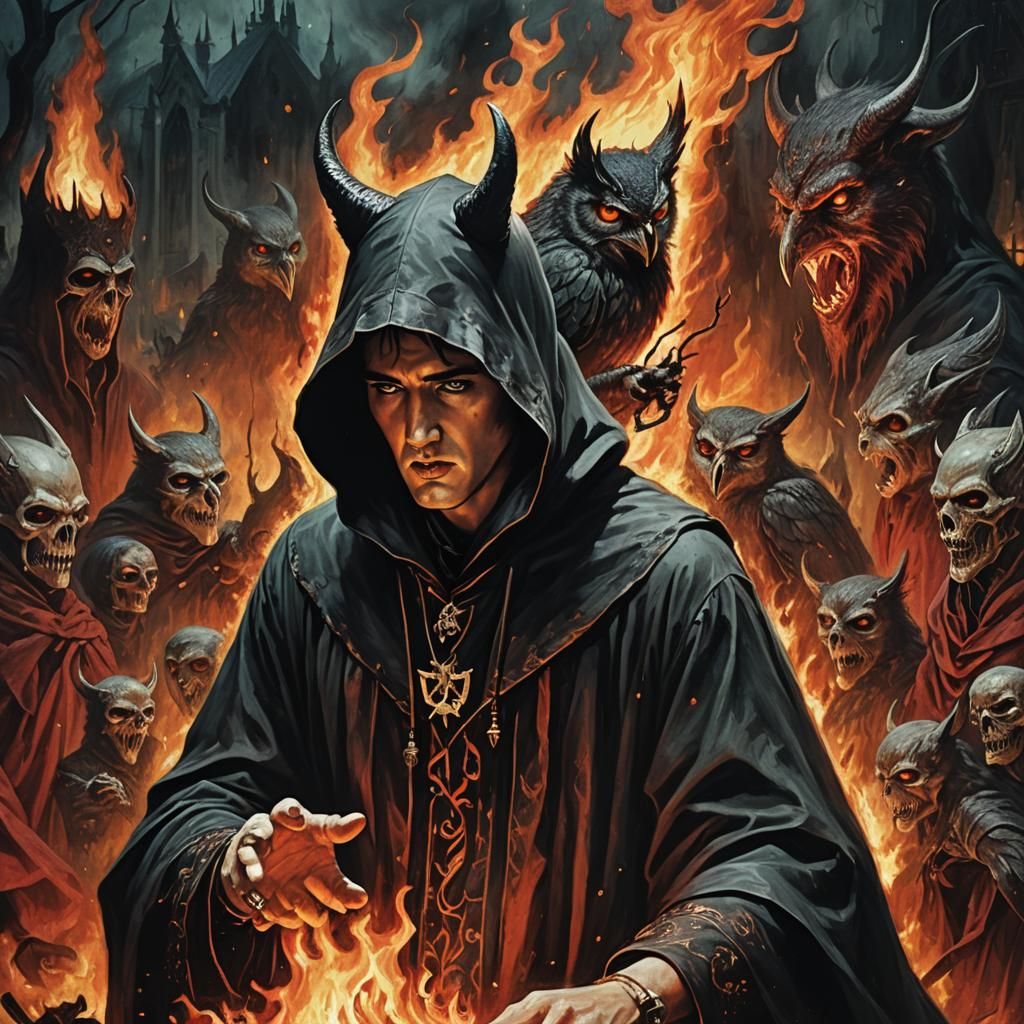 Elvis Presley in Satanic Ritual, Dark Fantasy Art