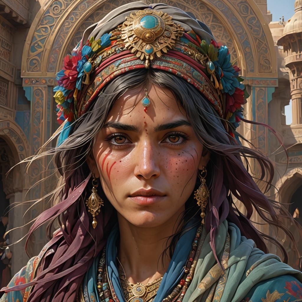 Detailed Portrait of Afghan Person in Digital Art Style