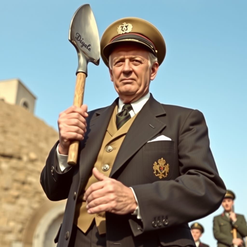 General De Gaulle with Shovel
