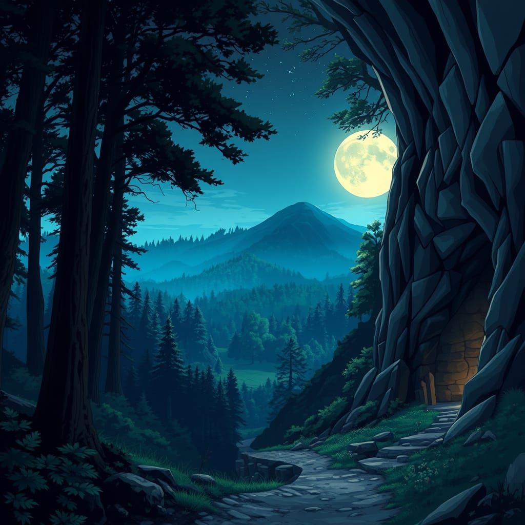 Ethereal Moonlit Cathedral of Nature