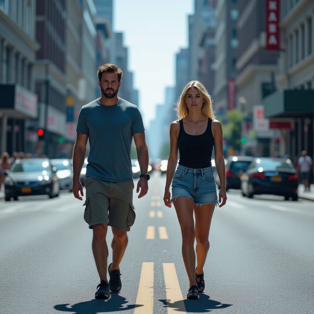 Scorching City Street on a Hot Summer Day