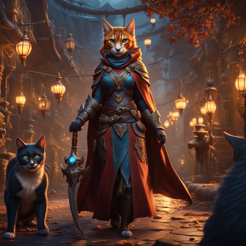 Detailed Catfolk Character in Fantasy Concept Art