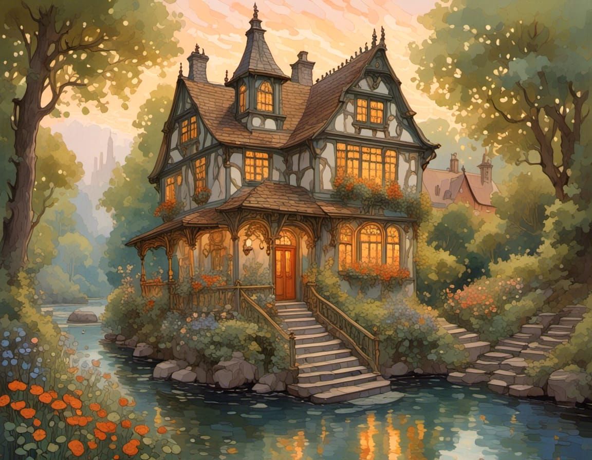Ornate Cottage in Dreamy Neorenaissance Style