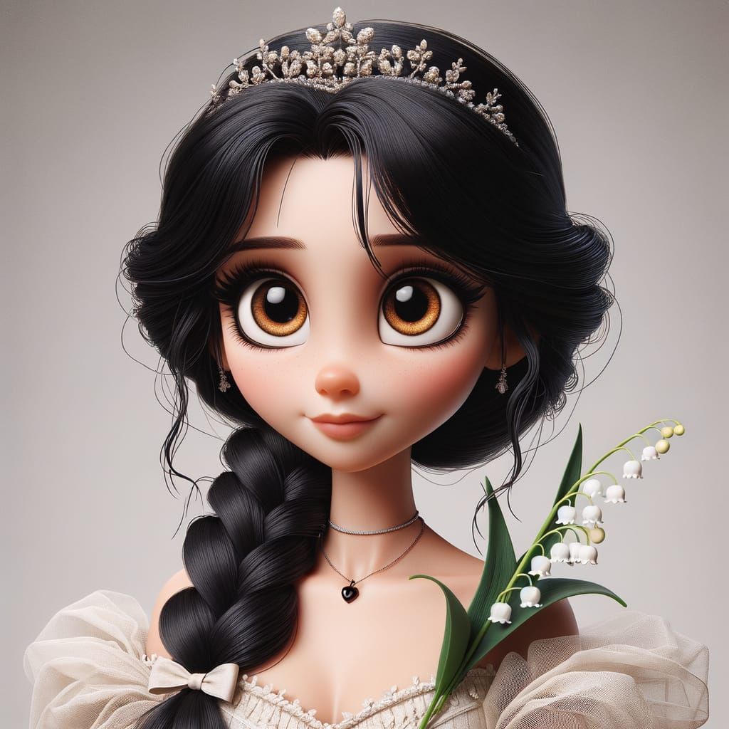 Classic Animation-Inspired Bride in Whimsical Wedding Attire