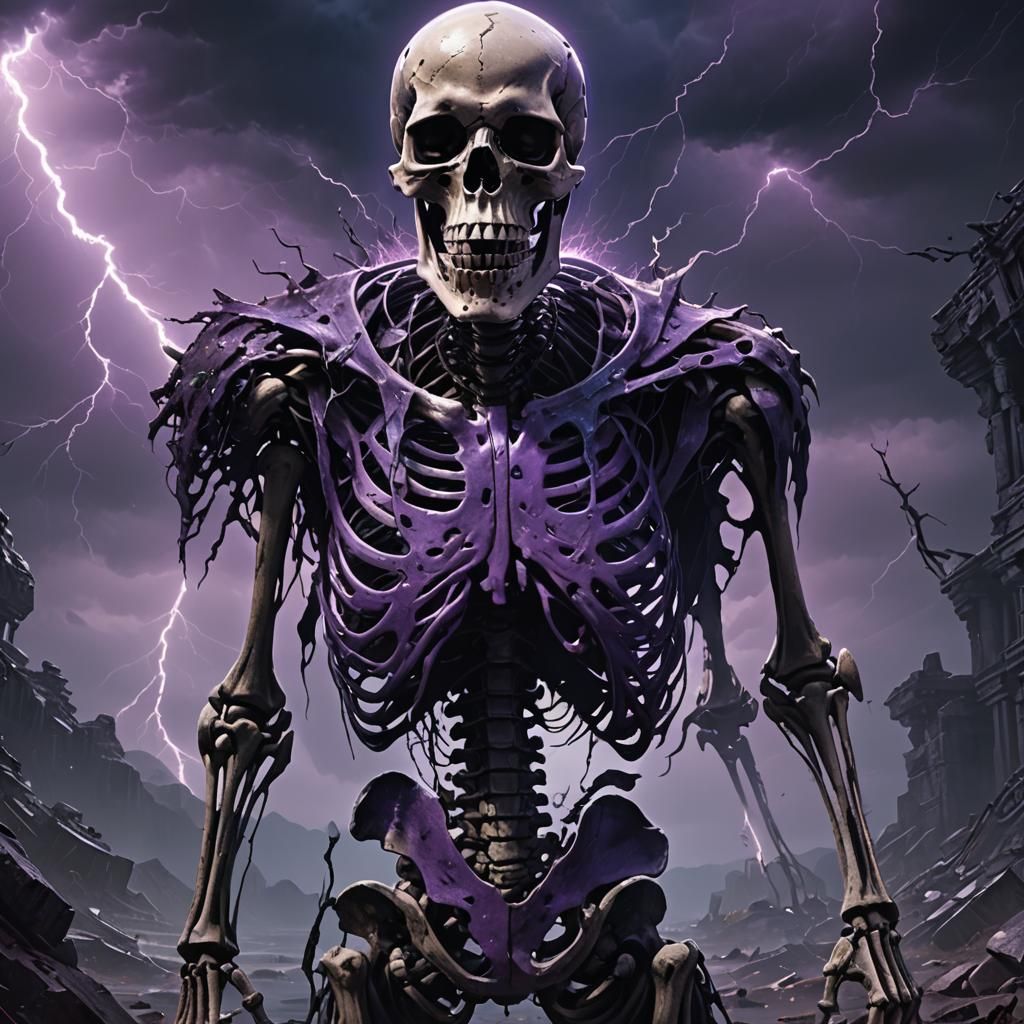 Dark Fantasy Skeleton Overlook in Unreal Engine Style