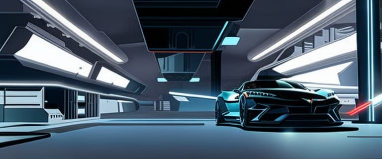 Red C8 Corvette in James Bond's Lab: Detailed Matte Photo